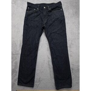 Levis 514 Jeans Mens Measured 37x32 Dark Wash Blue Straight Leg Zip Fly Low Rise